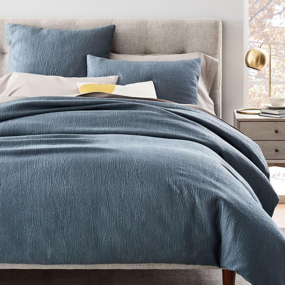 TENCEL™ Cotton Matelasse Duvet Cover & Pillowcases Stormy Blue west